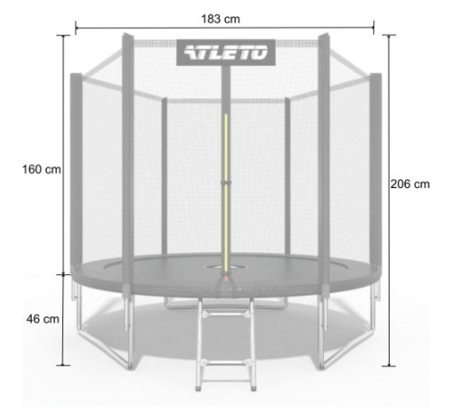 Батут Atleto 42400455 з зовнішньою сіткою 312 см чорний Батут Atleto 42400455 з зовнішньою сіткою 312 см чорний