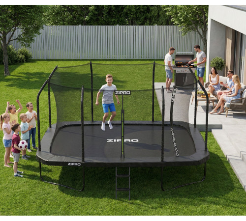 Батут Zipro Jump Pro Quadro з внутрішньою сіткою 8 x 14 футів 427 x 244 см чорний