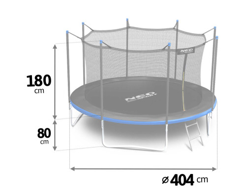 Батут садовий 13 футів/ 404 см з сіткою та драбинкою Neo-Sport