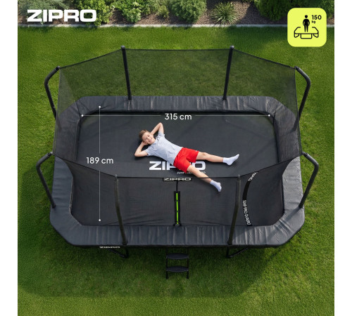 Батут Zipro Jump Pro Quadro з внутрішньою сіткою 8 х 12 футів 366 x 244 см чорний