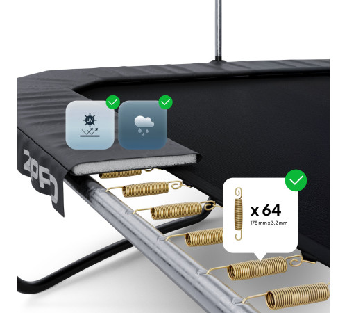 Батут Zipro Jump Pro Quadro з внутрішньою сіткою 8 х 12 футів 366 x 244 см чорний