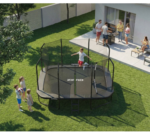 Батут Zipro Jump Pro Quadro з внутрішньою сіткою 8 х 12 футів 366 x 244 см чорний