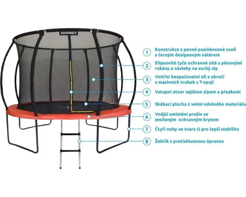 Батут садовий Marimex Premium з внутрішньою сіткою 8 FT 244 см