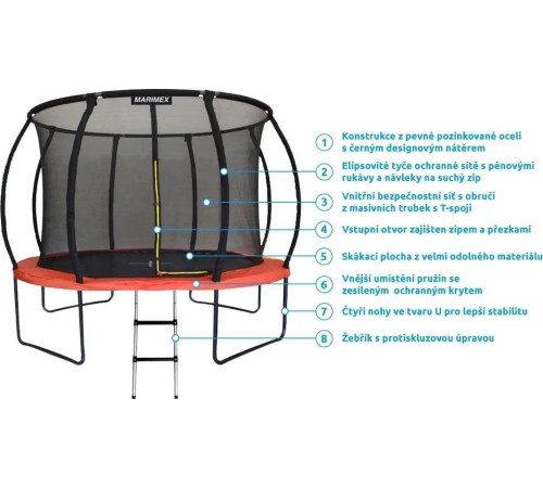 Батут садовий Marimex Premium з внутрішньою сіткою 8 FT 244 см