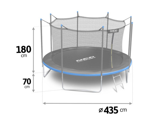 Батут садовий 14 футів/ 435 см з сіткою та драбинкою Neo-Sport