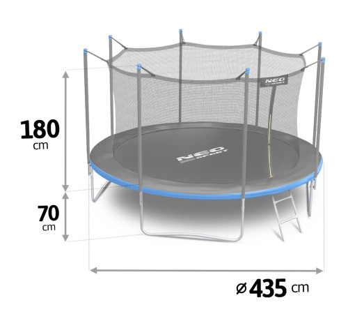 Батут садовий Neo-Sport 14 футів/ 435 см з сіткою та драбинкою