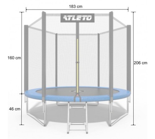 Батут Atleto 20000601 з зовнішньою сіткою 183 см синій Батут Atleto 20000601 з зовнішньою сіткою 183 см синій