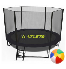 Батут  Atleto з сіткою та драбинкою 312 см чорний + м'ячик у подарунок