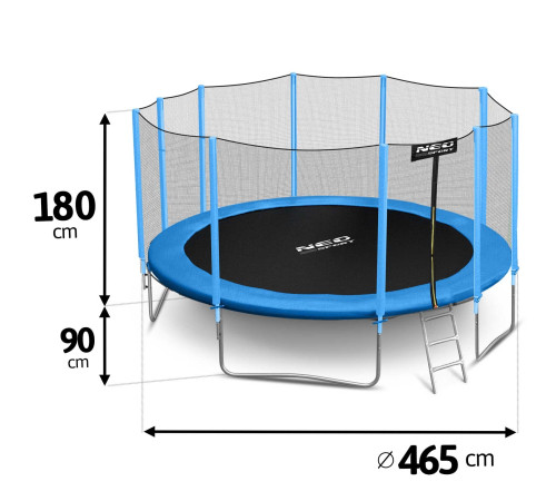 Батут садовий 15футів/ 465 см з сіткою та драбиною Neo-Sport