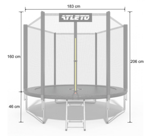 Батут Atleto 42400455 із зовнішньою сіткою 183 см чорний Батут Atleto 42400455 із зовнішньою сіткою 183 см чорний