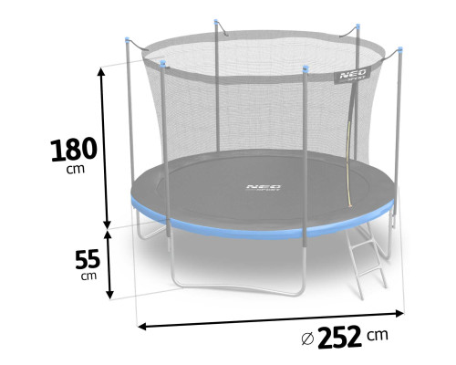 Батут садовий 8 футів/252 см з сіткою та драбинкою Neo-Sport