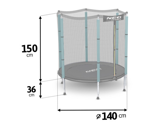 Батут садовий дитячий 140 см/ 4,5 фути Neo-Sport
