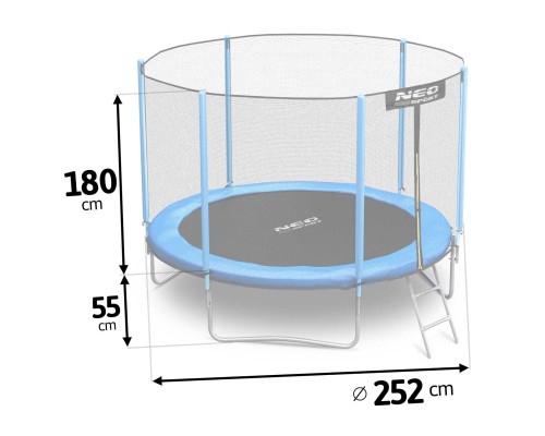Батут садовий 8 футів/252 см з сіткою та драбинкою Neo-Sport
