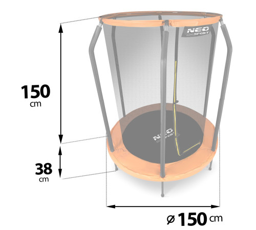 Батут садовий дитячий 152 см/ 5 футів Neo-Sport