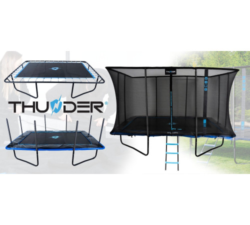 Батут THUNDER OUTSIDE PHENOM з зовнішньою сіткою 10 х 14 футів чорно-блакитний Батут THUNDER OUTSIDE PHENOM з зовнішньою сіткою 10 х 14 футів чорно-блакитний