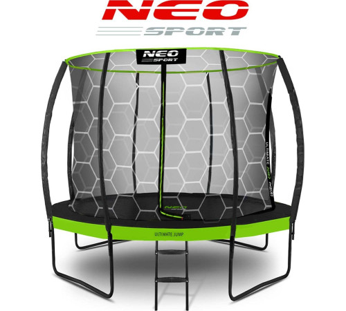 Батут Neo-Sport з внутрішньою сіткою 10 футів 312 см чорно-зелений