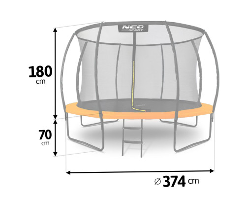 Батут садовий профільований 12 футів/ 374 см з сіткою Neo-Sport
