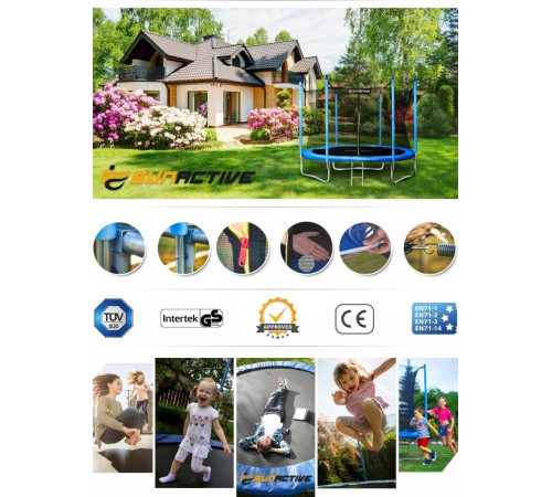 Батут SunActive TR 8FT-2 з внутрішньою сіткою 8 футів 252 см блакитний Батут SunActive TR 8FT-2 з внутрішньою сіткою 8 футів 252 см блакитний