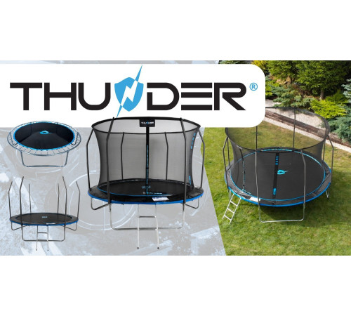 Батут THUNDER INSIDE ELITE з внутрішньою сіткою 8 футів 255 см чорно-блакитний Батут THUNDER INSIDE ELITE з внутрішньою сіткою 8 футів 255 см чорно-блакитний