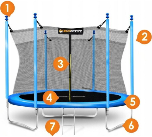 Батут SunActive TR 12FT-2 з внутрішньою сіткою 12 футів 374 см блакитний Батут SunActive TR 12FT-2 з внутрішньою сіткою 12 футів 374 см блакитний