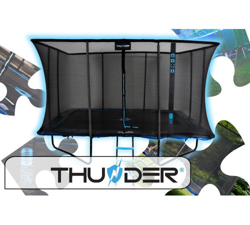 Батут THUNDER OUTSIDE PHENOM з зовнішньою сіткою 8 х 12 футів чорно-блакитний