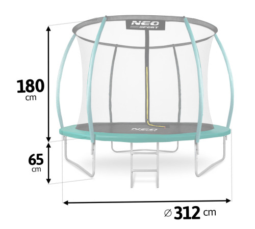Батут садовий 10 футів/312 см Neo-Sport з сіткою, литими стійками та драбиною
