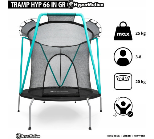 Садовий батут HyperMotion HYP 66 IN GR з внутрішньою сіткою 5,5 FT 140 см