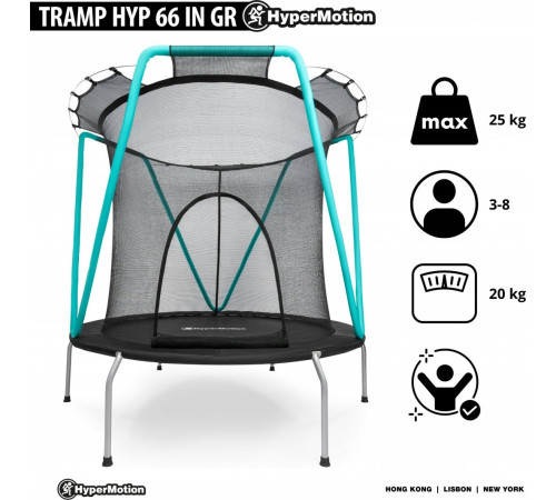 Батут Jumi Hyper Motion HYP 66 IN GR з внутрішньою сіткою 5,5 футів 167 см бірюзовий Батут Jumi Hyper Motion HYP 66 IN GR з внутрішньою сіткою 5,5 футів 167 см бірюзовий
