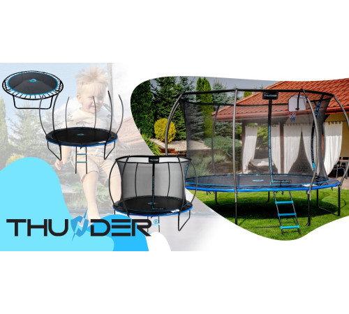 Батут THUNDER INSIDE ULTRA з внутрішньою сіткою 14 футів 435 см чорно-блакитний