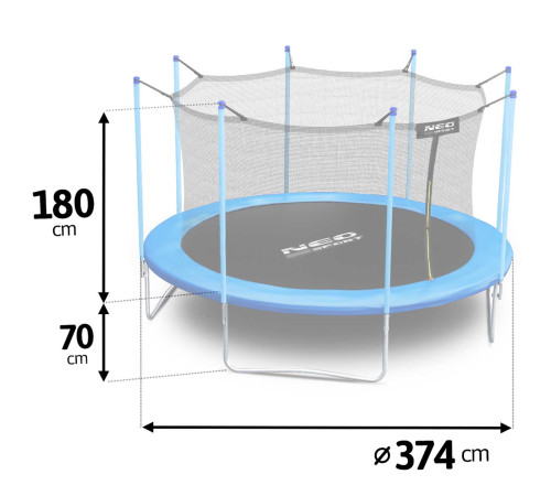 Батут садовий 12 футів/374 см Neo-Sport з внутрішньою сіткою та драбиною
