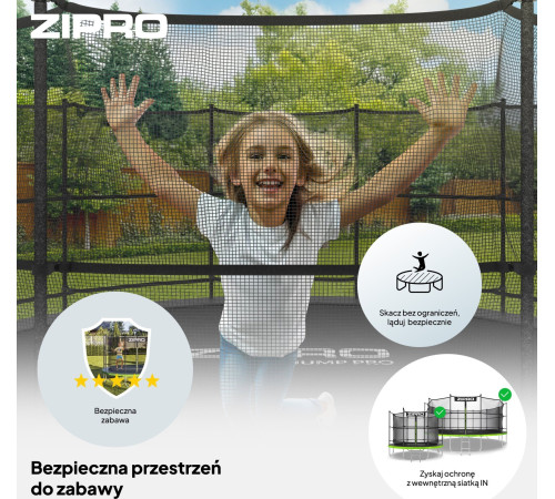 Батут Zipro Jump Pro з внутрішньою сіткою 14 футів 435 см чорно-зелений Батут Zipro Jump Pro з внутрішньою сіткою 14 футів 435 см чорно-зелений