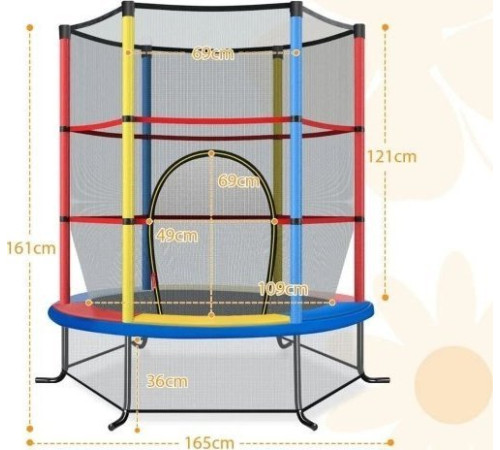 Батут Costway TW10052CL з внутрішньою сіткою 5,5 футів 165 см різнокольоровий Батут Costway TW10052CL з внутрішньою сіткою 5,5 футів 165 см різнокольоровий