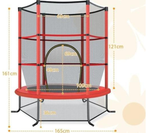 Батут Costway TW10052RE з внутрішньою сіткою 5,5 футів 165 см червоний Батут Costway TW10052RE з внутрішньою сіткою 5,5 футів 165 см червоний