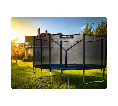 Батут Neo-Sport NS-12Z221 з зовнішньою сіткою12 футів 374 см, чорно-синій