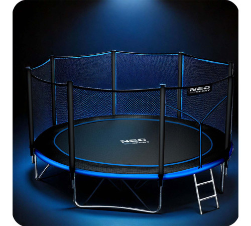 Батут Neo-Sport NS-12Z221 з зовнішньою сіткою12 футів 374 см, чорно-синій