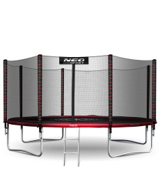 Батут Neo-Sport NS-13Z241 з зовнішньою сіткою 13 футів 404 см, чорно-червоний