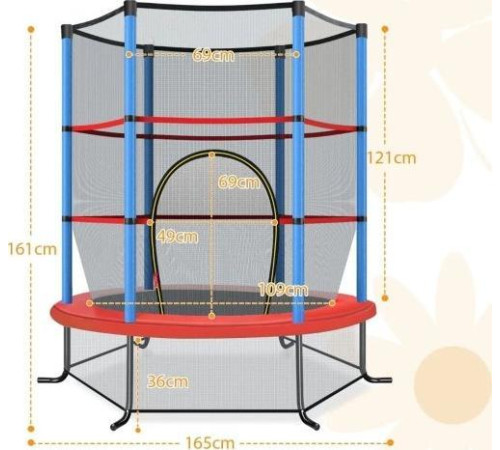 Батут Costway TW10052NY з внутрішньою сіткою 5,5 футів 165 см синьо-червоний Батут Costway TW10052NY з внутрішньою сіткою 5,5 футів 165 см синьо-червоний