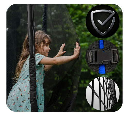 Батут Neo-Sport NS-13Z221 з зовнішньою сіткою 13 футів 404 см, чорно-синя