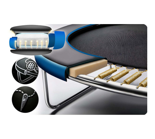 Батут Neo-Sport NS-13Z221 з зовнішньою сіткою 13 футів 404 см, чорно-синя