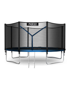 Батут Neo-Sport NS-13Z221 з зовнішньою сіткою 13 футів 404 см, чорно-синя
