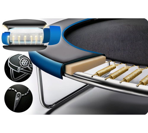 Батут Neo-Sport NS-13Z221 з зовнішньою сіткою 13 футів 404 см, чорно-синя