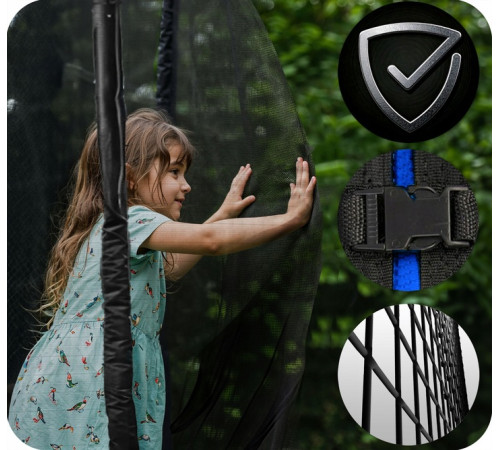 Батут Neo-Sport NS-13Z221 з зовнішньою сіткою 13 футів 404 см, чорно-синя