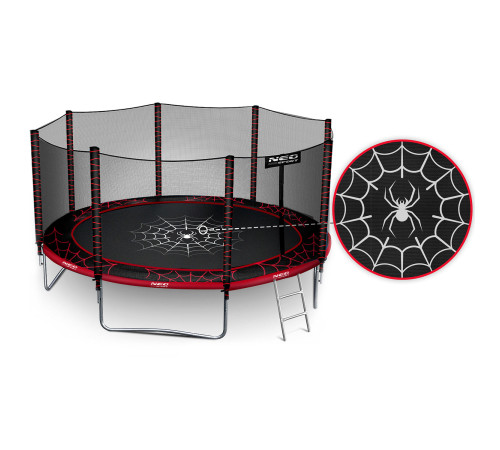 Батут Neo-Sport NS-14Z241 з зовнішньою сіткою 14 футів 435 см, чорно-червоний