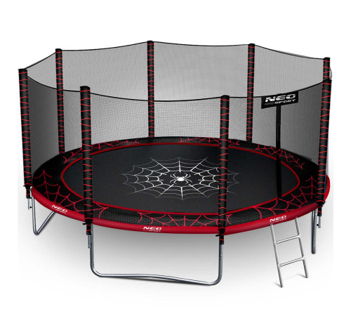 Батут Neo-Sport NS-14Z241 з зовнішньою сіткою 14 футів 435 см, чорно-червоний