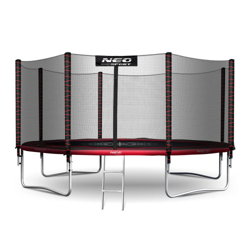 Батут Neo-Sport NS-14Z241 з зовнішньою сіткою 14 футів 435 см, чорно-червоний