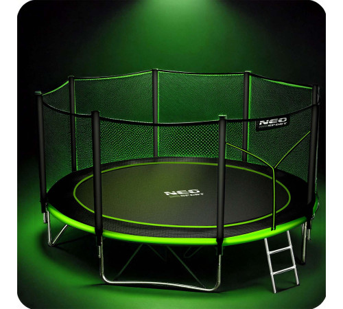 Батут Neo-Sport NS-14Z231 з зовнішньою сіткою 14 футів 435 см, чорно-зелений
