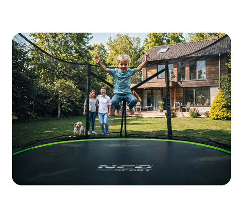 Батут Neo-Sport NS-14Z231 з зовнішньою сіткою 14 футів 435 см, чорно-зелений