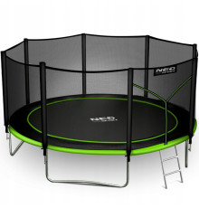 Батут Neo-Sport NS-14Z231 з зовнішньою сіткою 14 футів 435 см, чорно-зелений