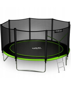 Батут Neo-Sport NS-14Z231 з зовнішньою сіткою 14 футів 435 см, чорно-зелений