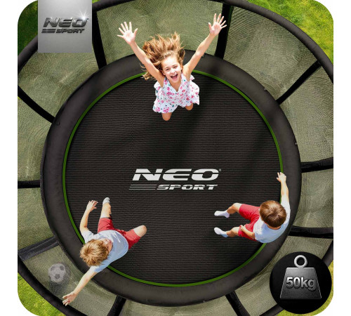 Батут Neo-Sport NS-06Z231 з зовнішньою сіткою 6 футів 183 см, чорно-зелений